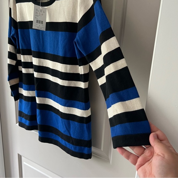 NWT Laura size medium blue, white and black striped women’s sweater - Picture 4 of 11
